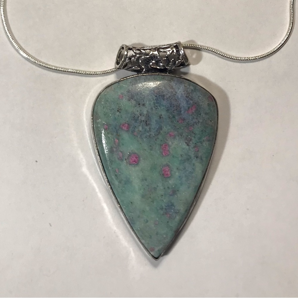Ruby Fuchsite Stamped 925 Sterling Silver Necklace